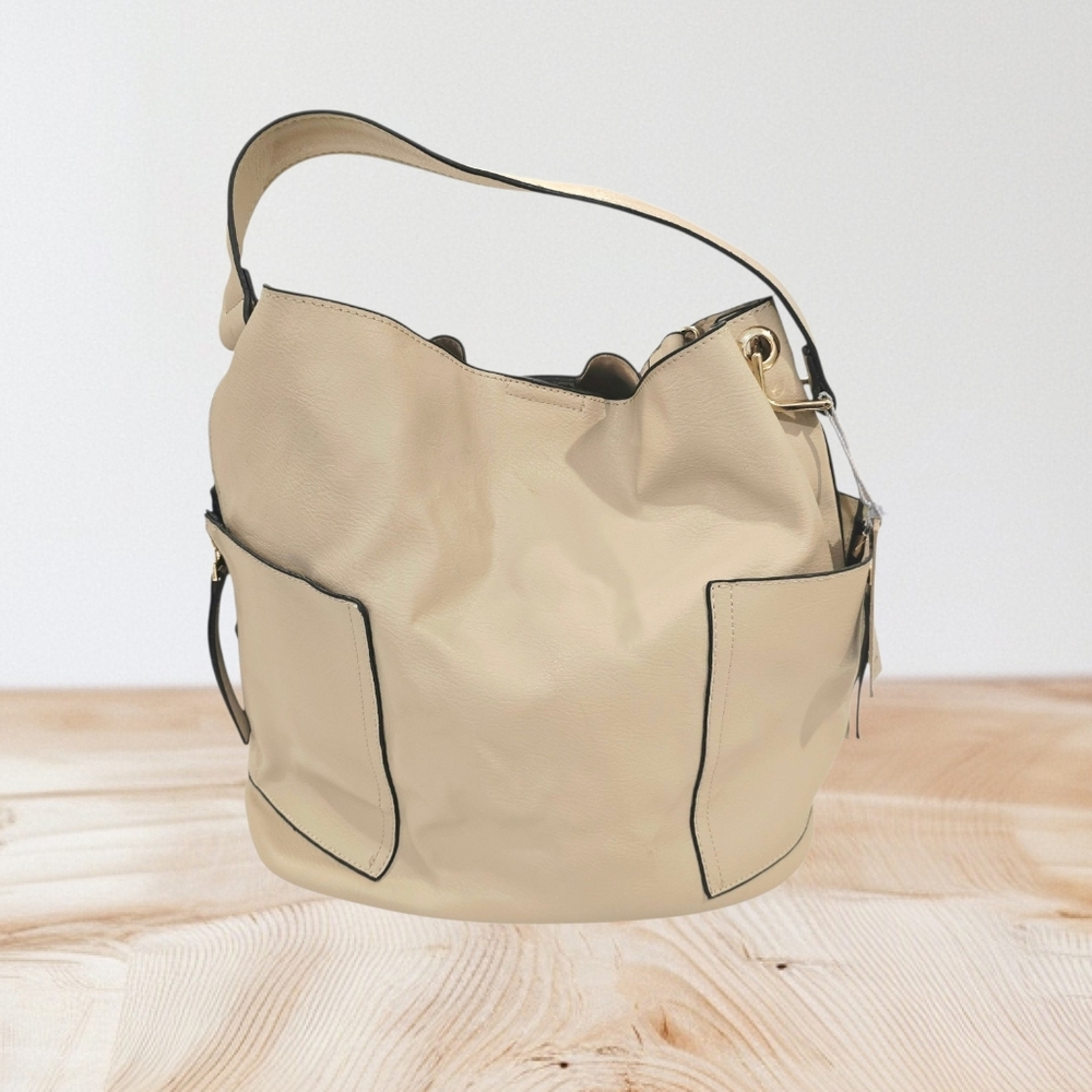 NWT Calin Collection Vegan Leather Cream Color Shopper, Satchel, Crossbody Purse